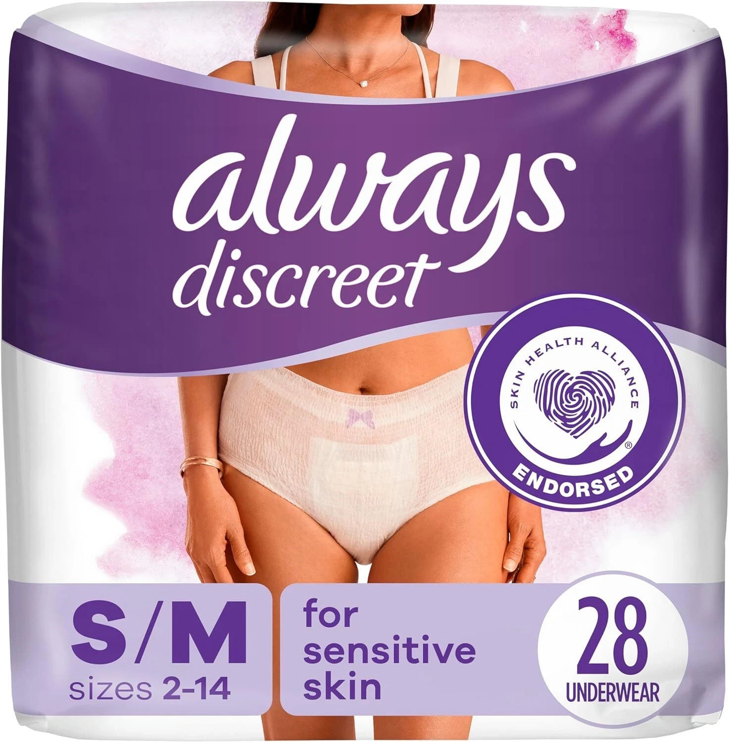 Always Discreet for Sensitive Skin Underwear For Women Maximum + Absorb S/M/L