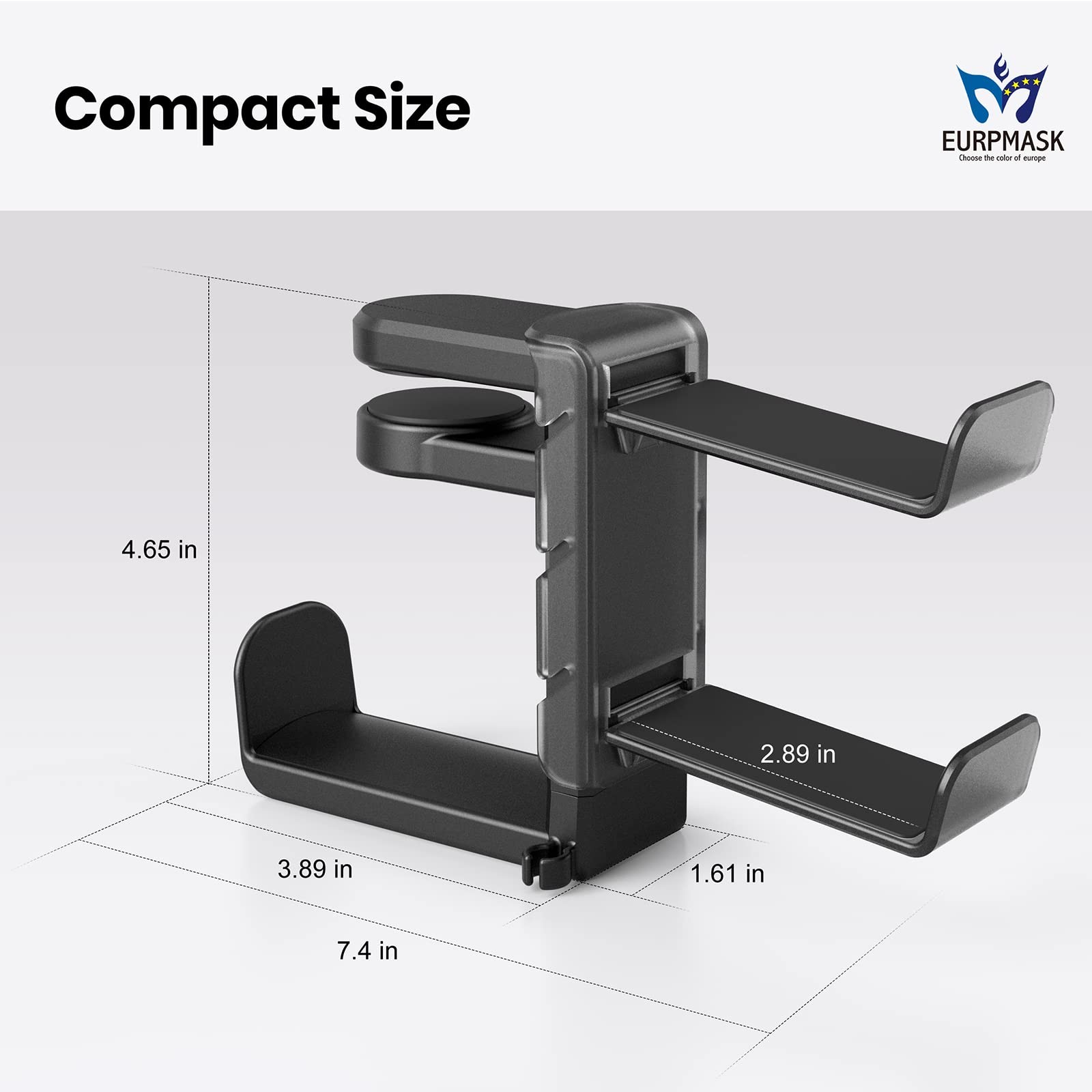 3-in-1 PC Gaming Headset&Controller Holder - EURPMASK Headphone Stand Black