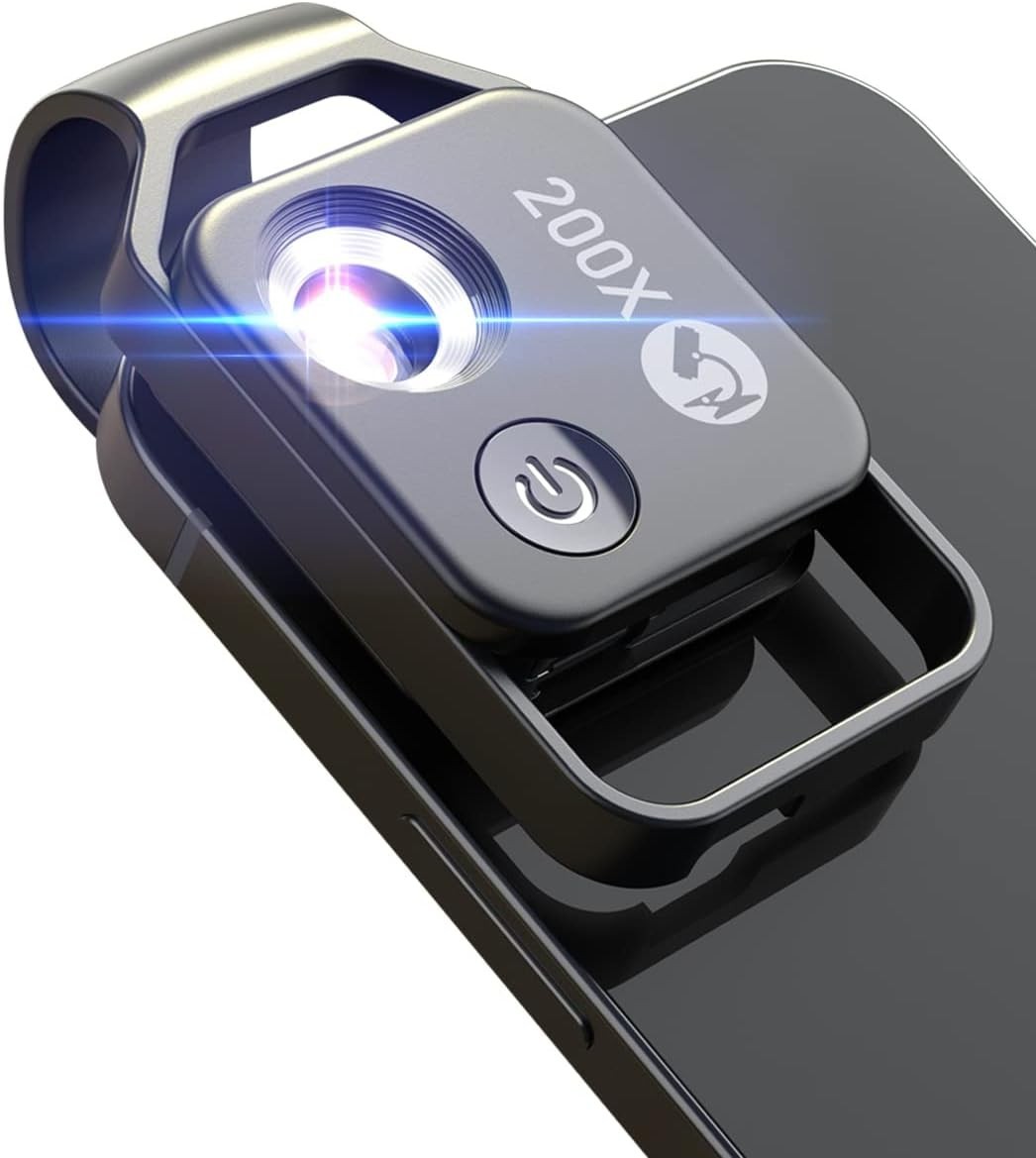 Phone Microscope with CPL Lens/LED Light, Nano Zoom 200X Pocket Microscope Ca...
