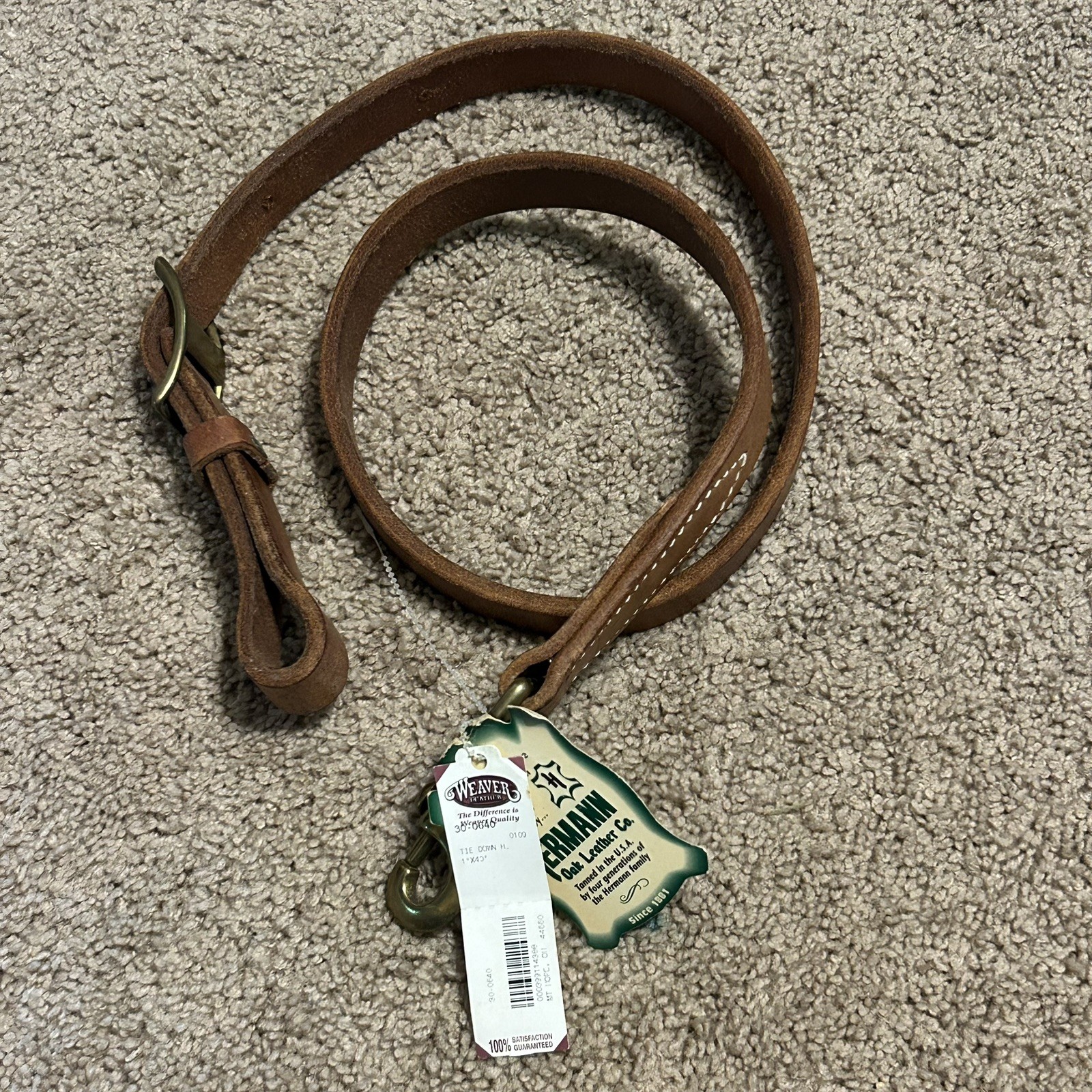 Weaver Harness Leather Western Tie Down Strap 1” X  40”  New Herman Oak Leather
