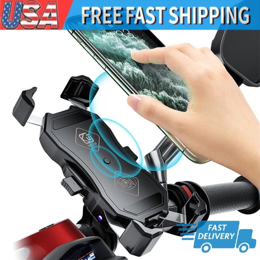 Motorcycle Cell Phone Holder Wireless USB Charger For Harley Davidson Touring US