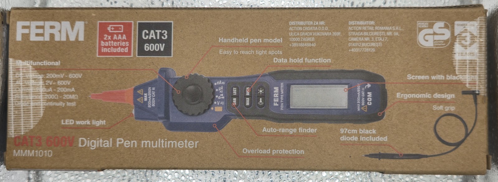 Ferm Cat 3 600v Pen Type Multimeter