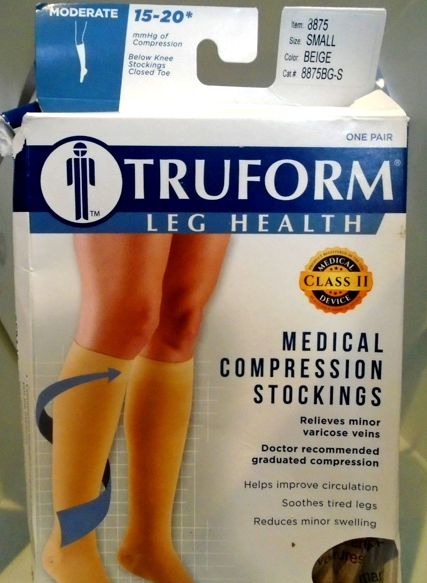 Truform Compression Stockings Size For Men And Women SMALL Beige 8875BG-S