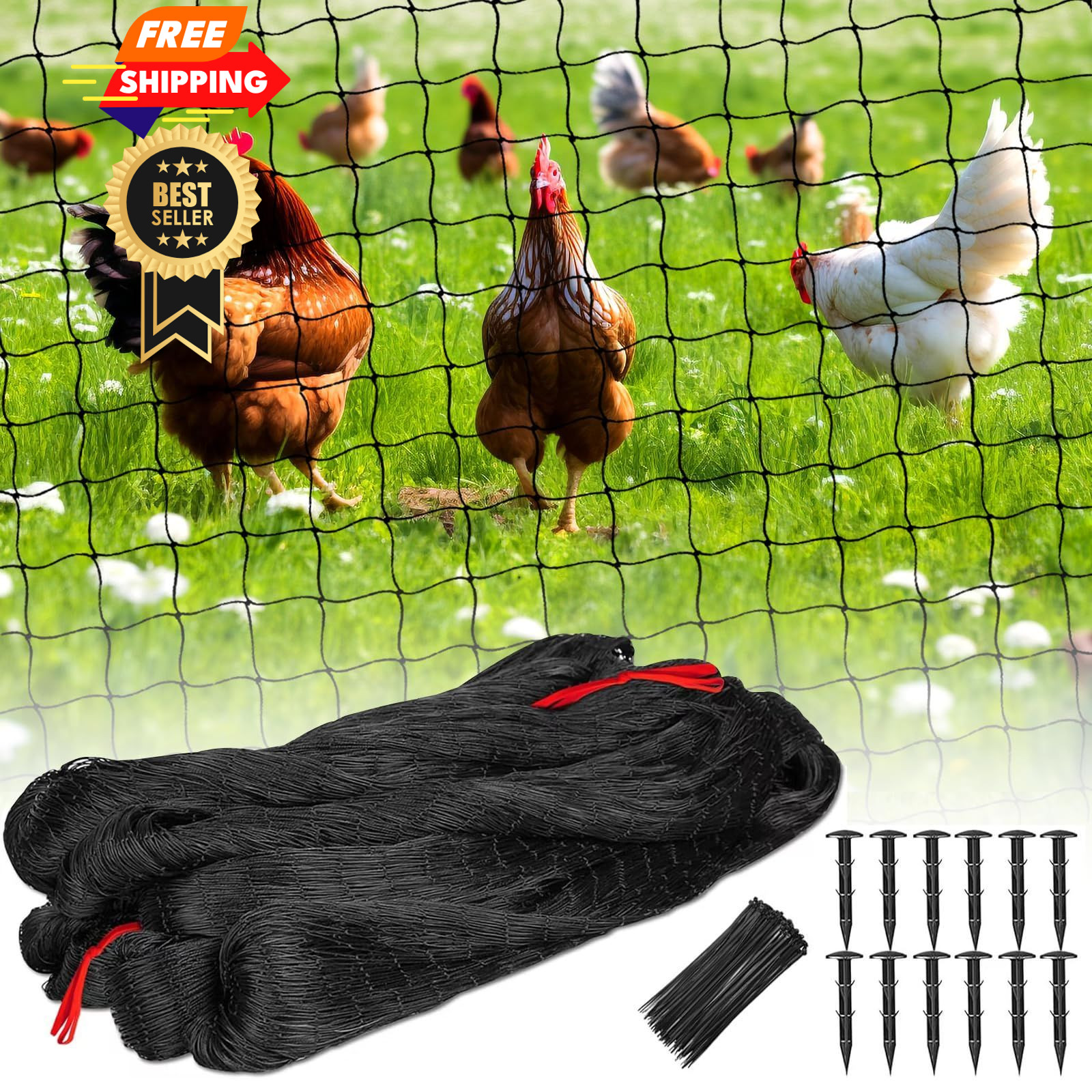 BSTPCOO Nylon Bird Netting 50'x50' with 2.4" Square Mesh 50'×50'-2.4'', Black
