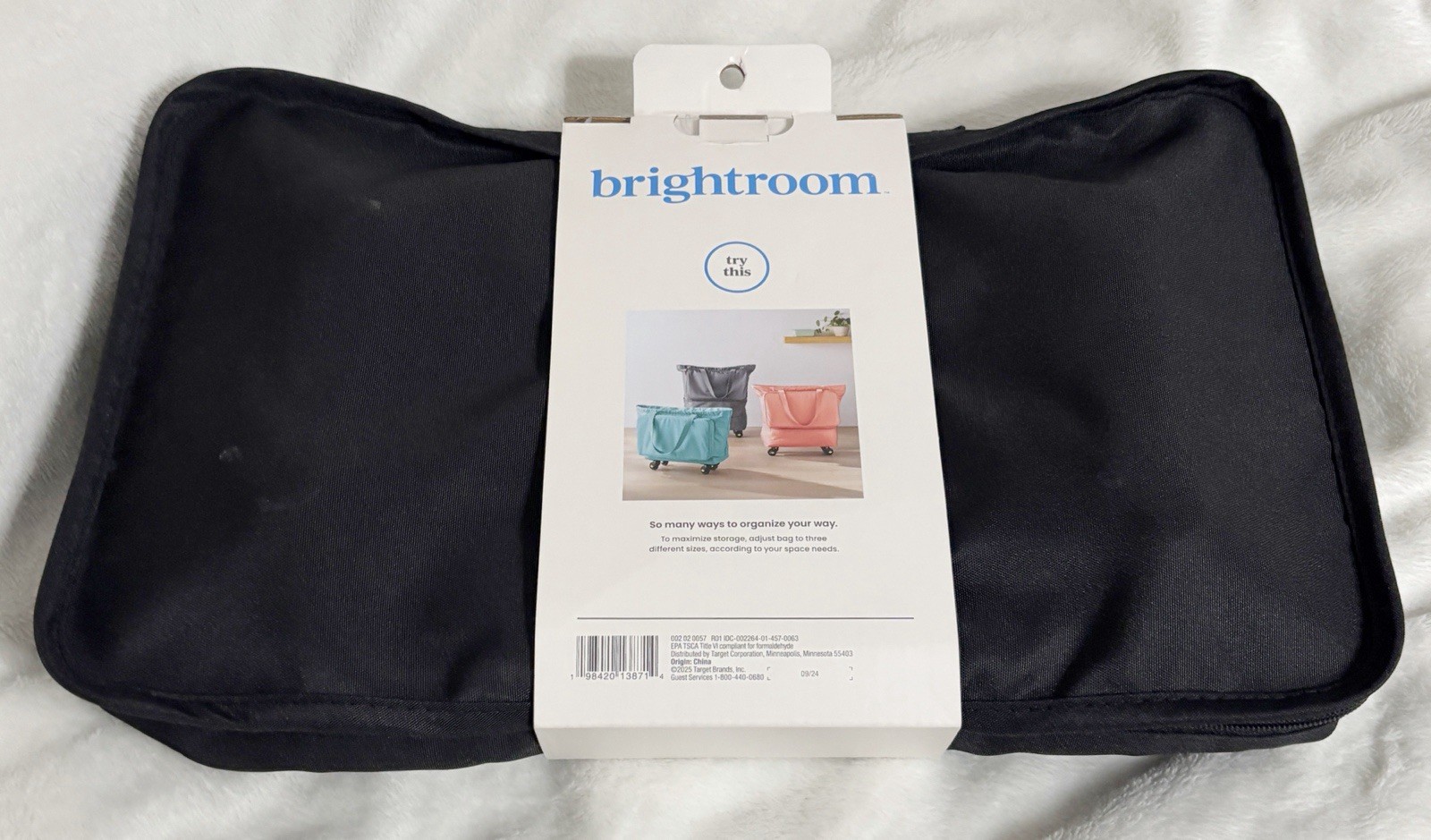 Brightroom, Solid Black Collapsible Rolling Storage Bag and Carrying Bag in One