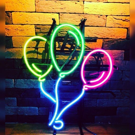 Three Balloons 17" Neon Sign Lamp Light With Dimmer Business Glass Beer Bar VY