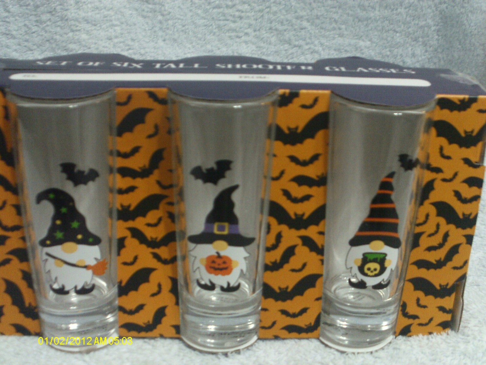 Halloween Set Of 6 Gnome Tall Shot Shooter Glasses New