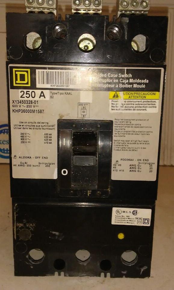Square D 250 Amp 600 Volt Molded Case Switch KHP36000M1587 X13450328-01