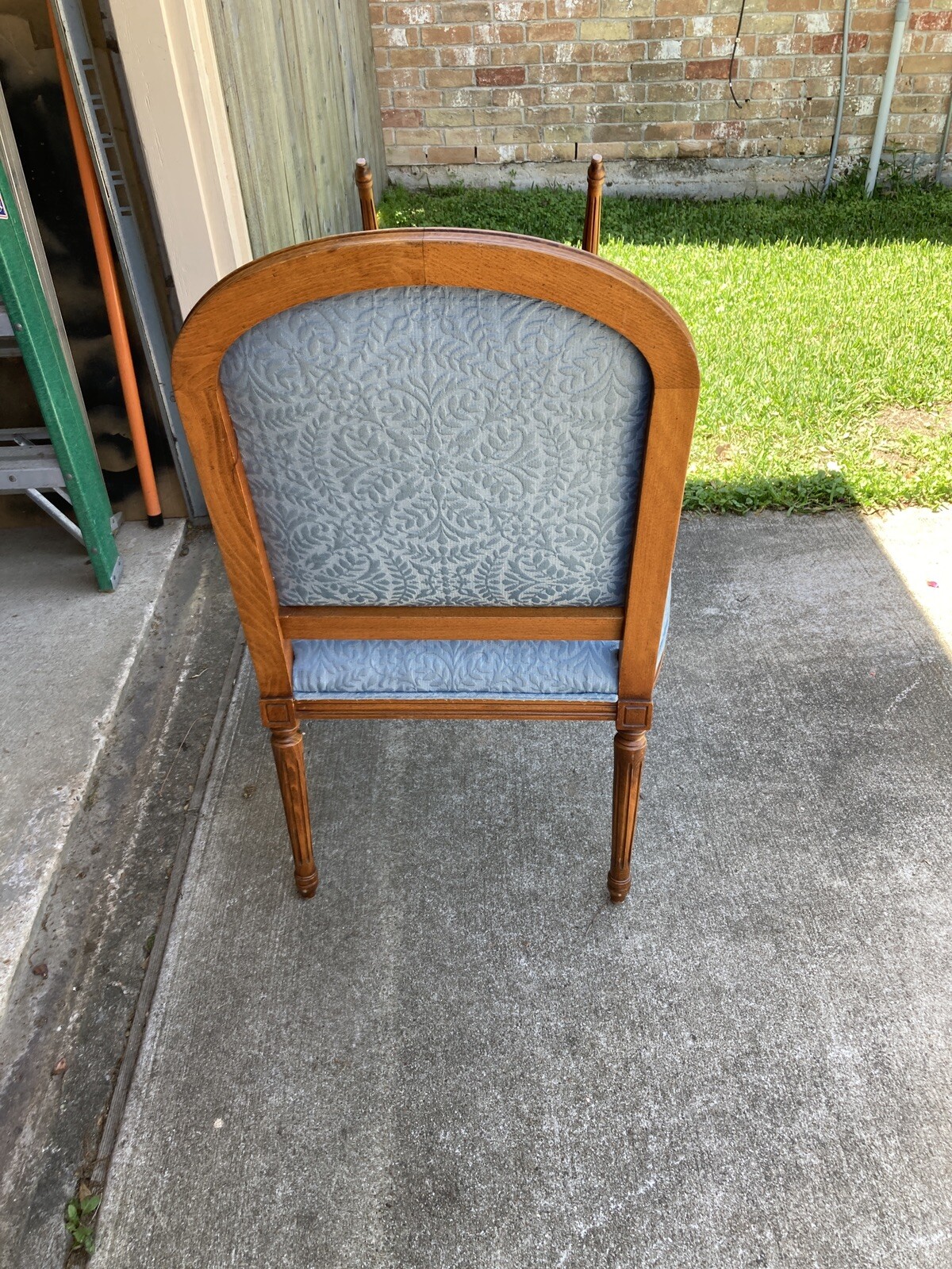 1 Louis XVI Blue Upholstery Arm Chairs. Nice.