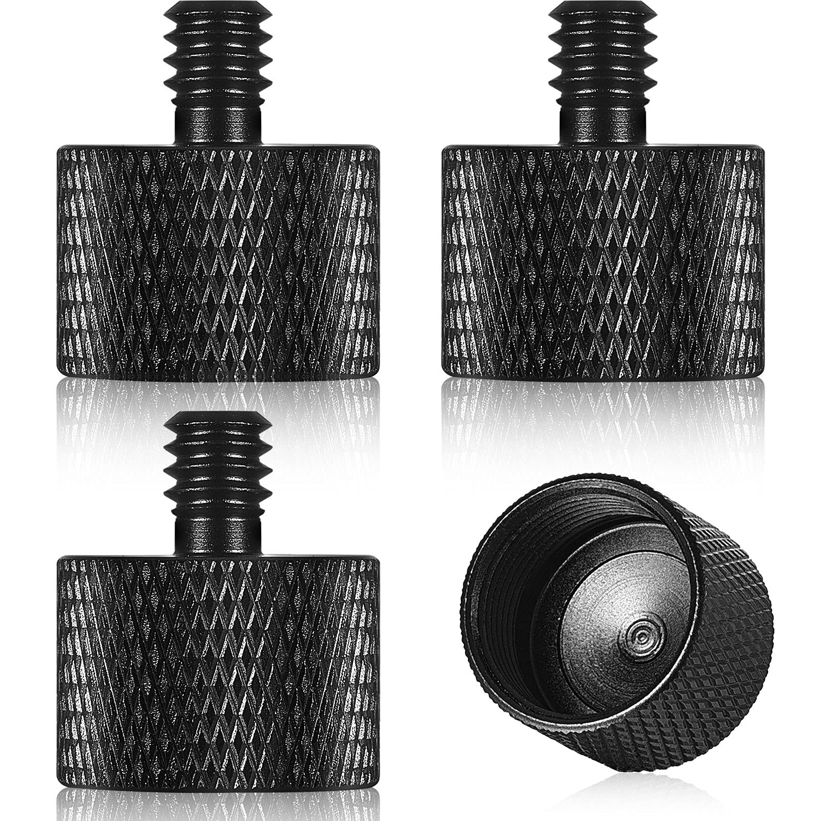 Frienda 4 Pieces Mic Stand Adapter 5/8 Female to 1/4 Male for Camera Black