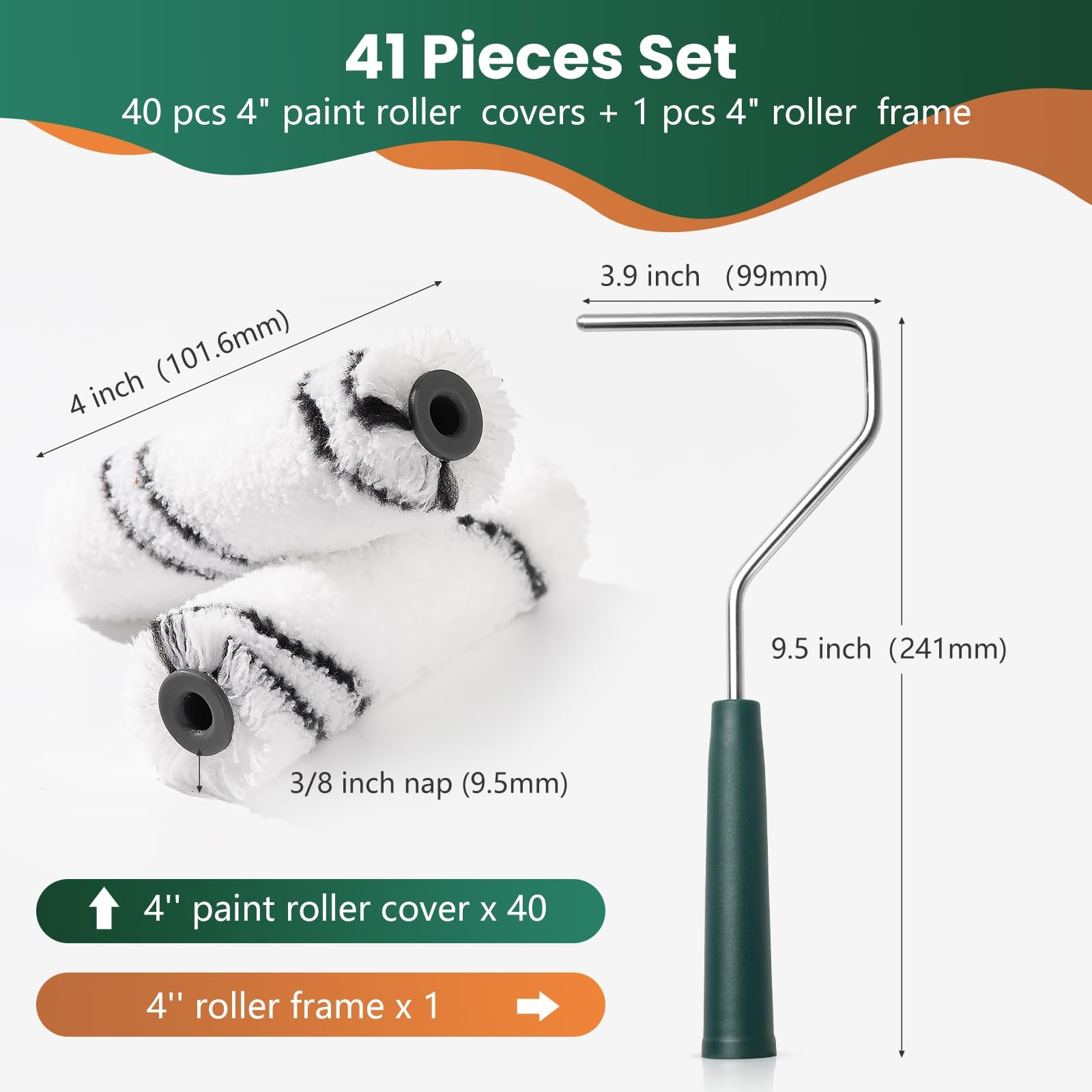 CoatPro Twools Microfiber Paint Roller 4 Inch, 4 inch paint roller 40 pack