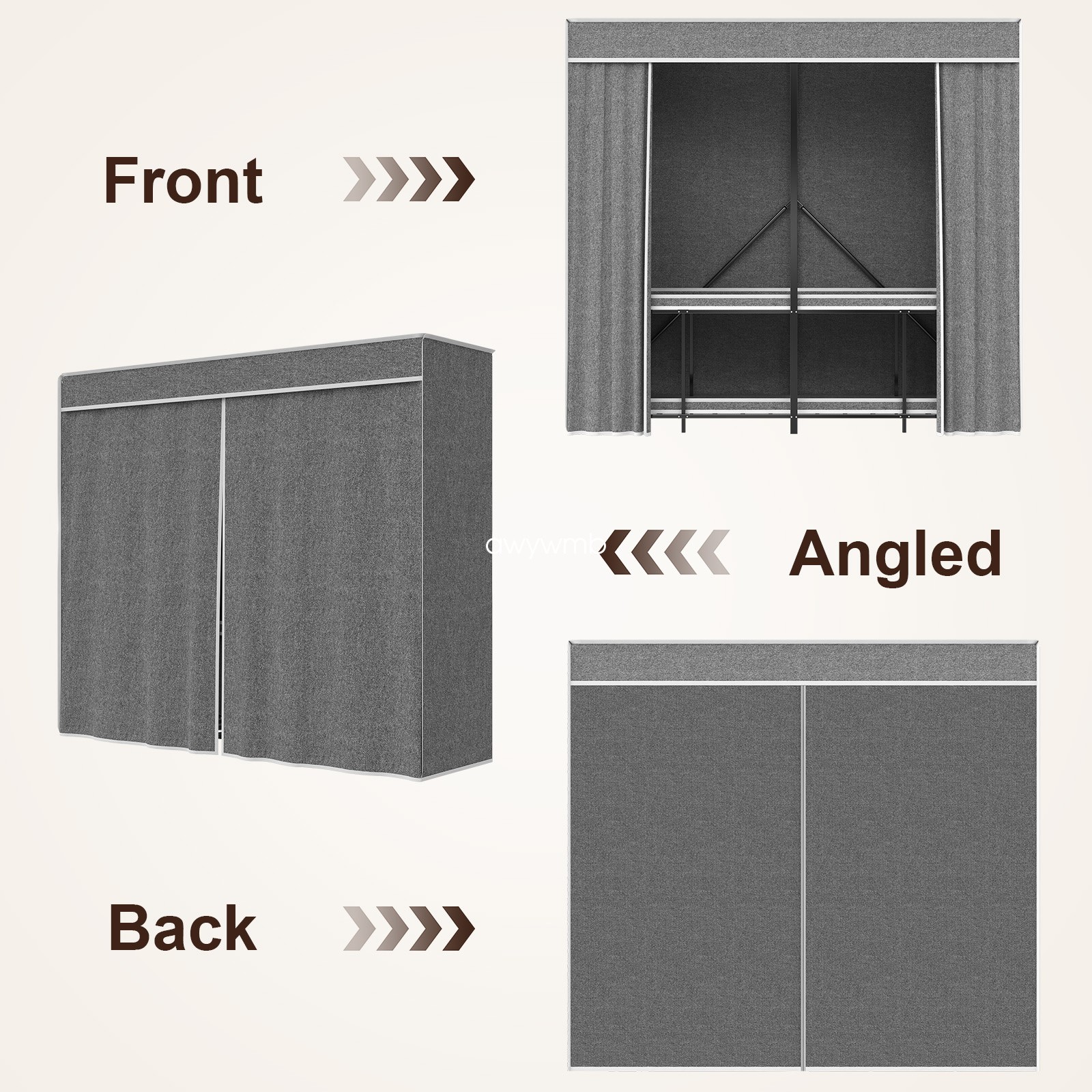 Portable Closet Wardrobe,Wardrobe Closet Organizer w/ Oxford Cloth Fabric Cover