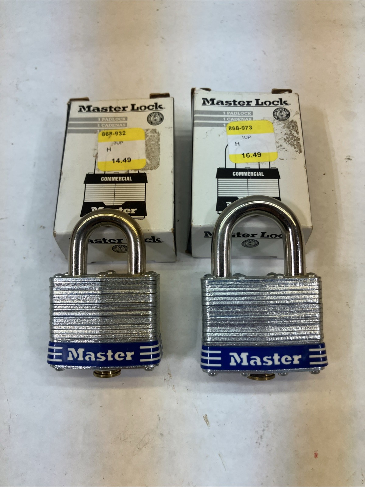 (2) Master Lock  1UP/3UP Padlock Standard Shackle, Steel Body - NO KEY