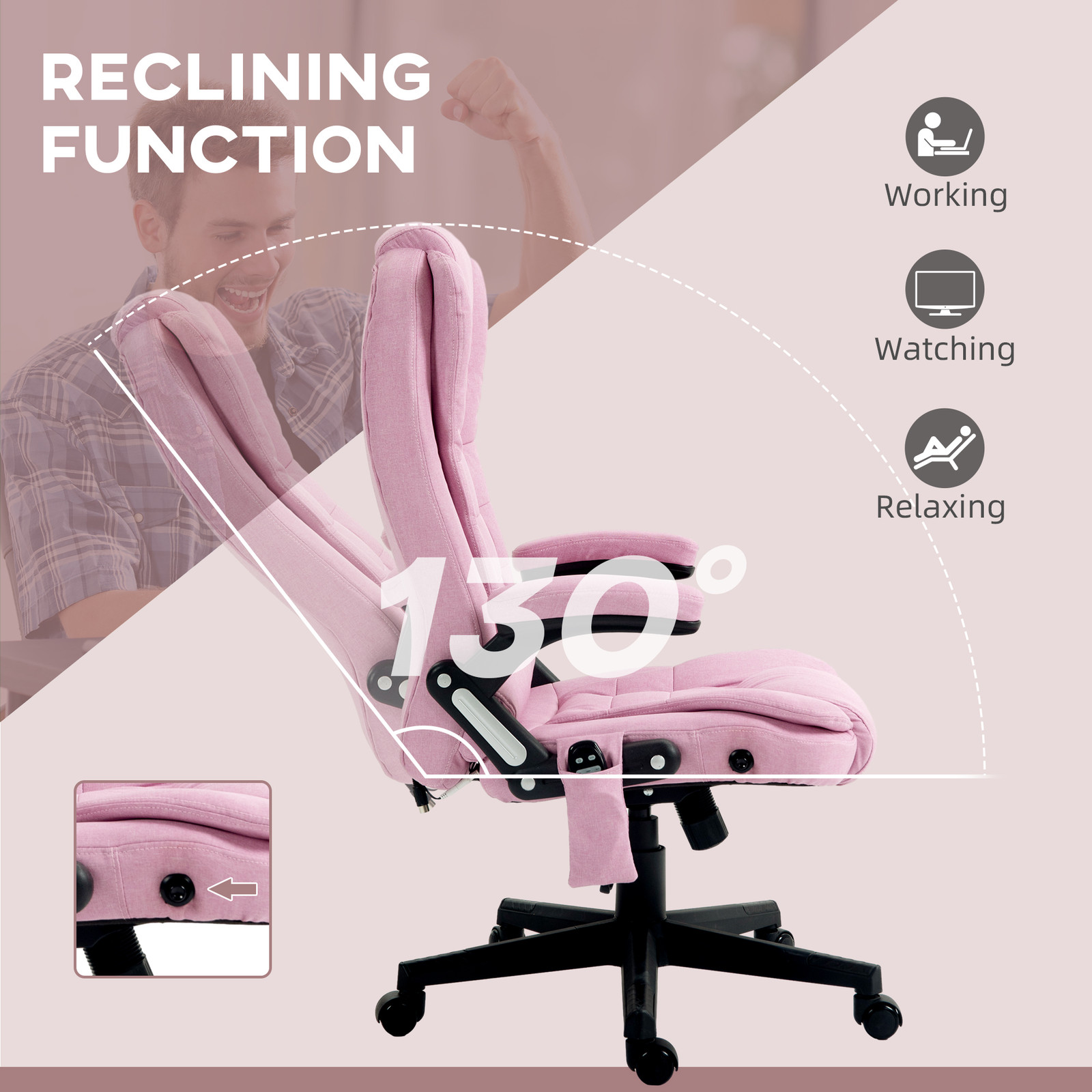 Vinsetto 6 Point Vibrating Massage Office Chair with Lumbar Heat