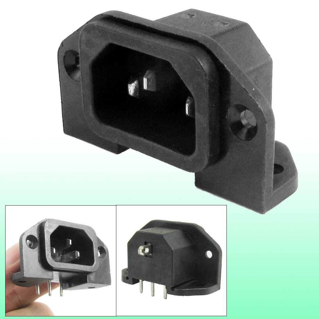3P AC 250V 10A IEC 320 C14 Connector Panel Mount Power Inlet Socket Receptacle