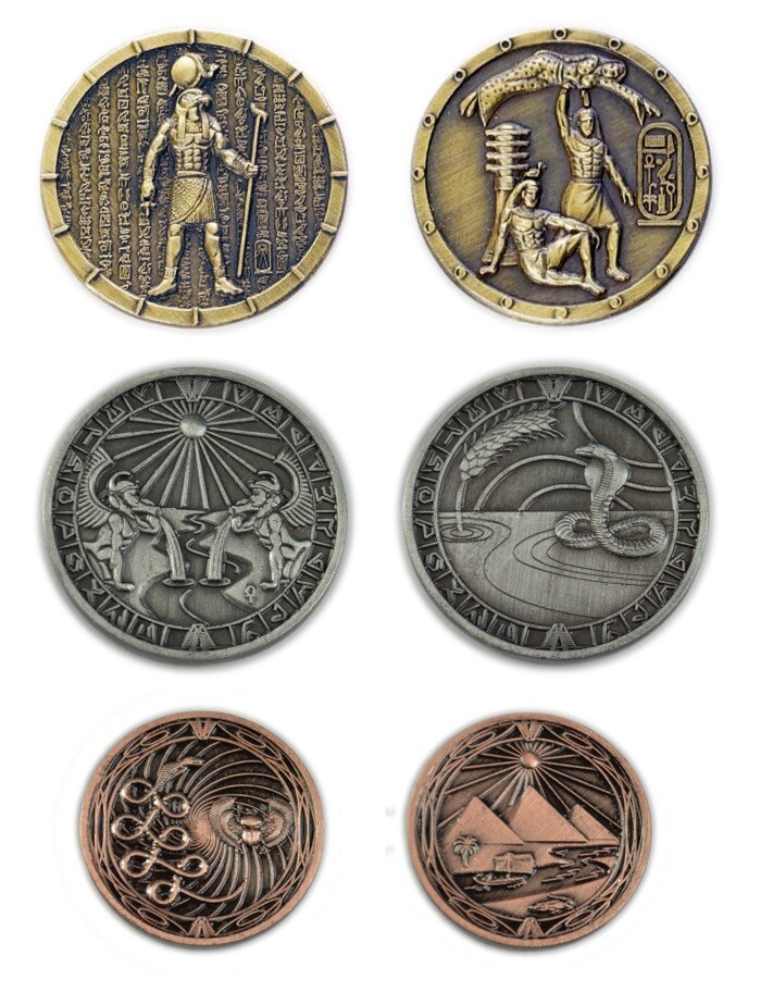 Egyptian Metal Fantasy Coin Set Dungeons Dragons Game RPG LARP D&D Dice & Acc