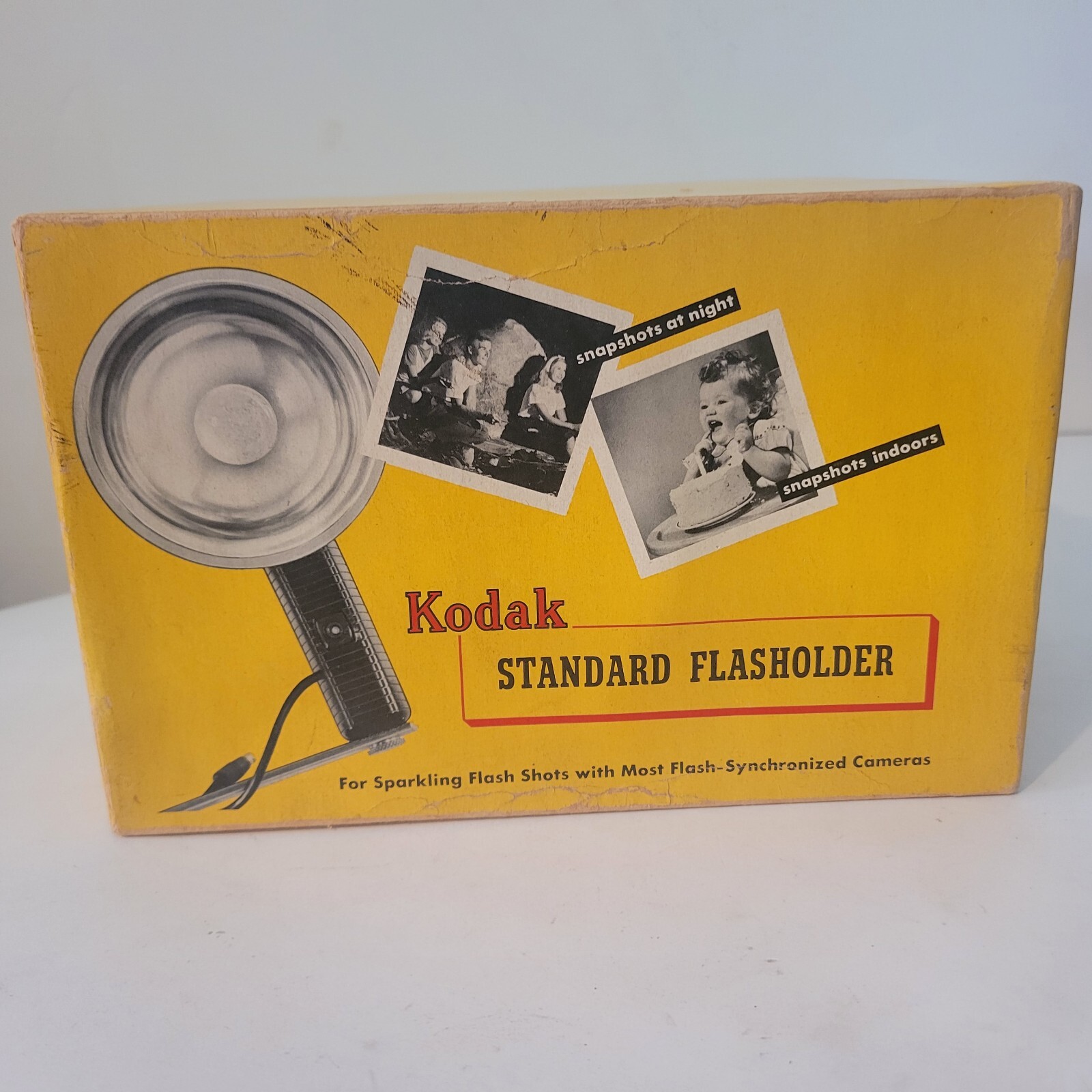 Kodak Standard Flasholder with Box, Bracket, 1-Bulb, Clean + Leather Strap