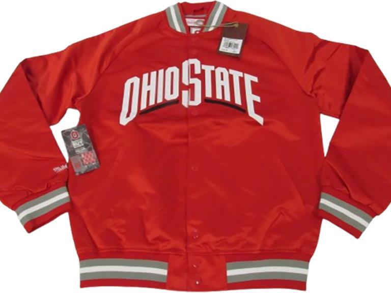 Ohio State Buckeyes Men Mitchell & Ness Light Weight Satin Snap Jacket Coat $120