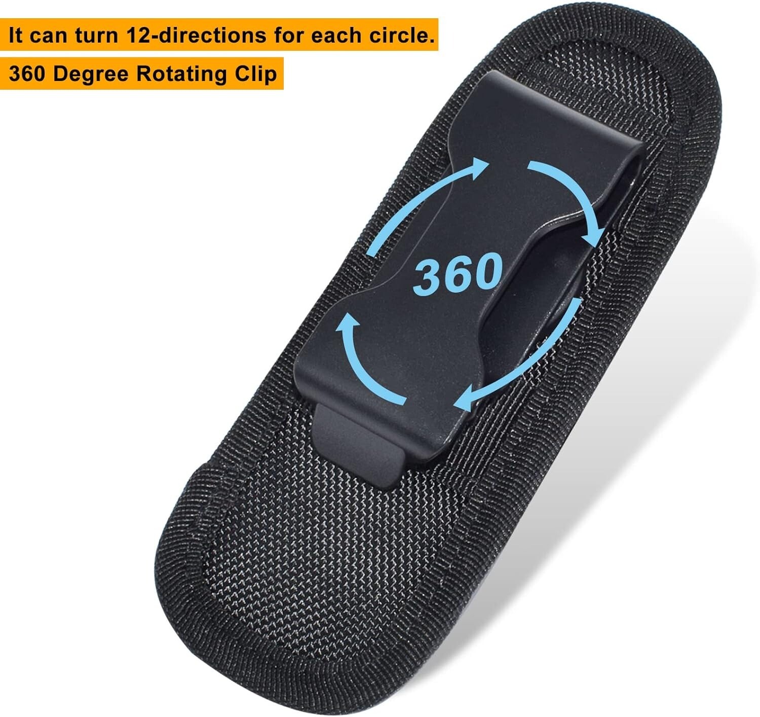 Tactical Flashlight Holster with 360 Degrees Rotatable Clip Stretchy Nylon Pouch