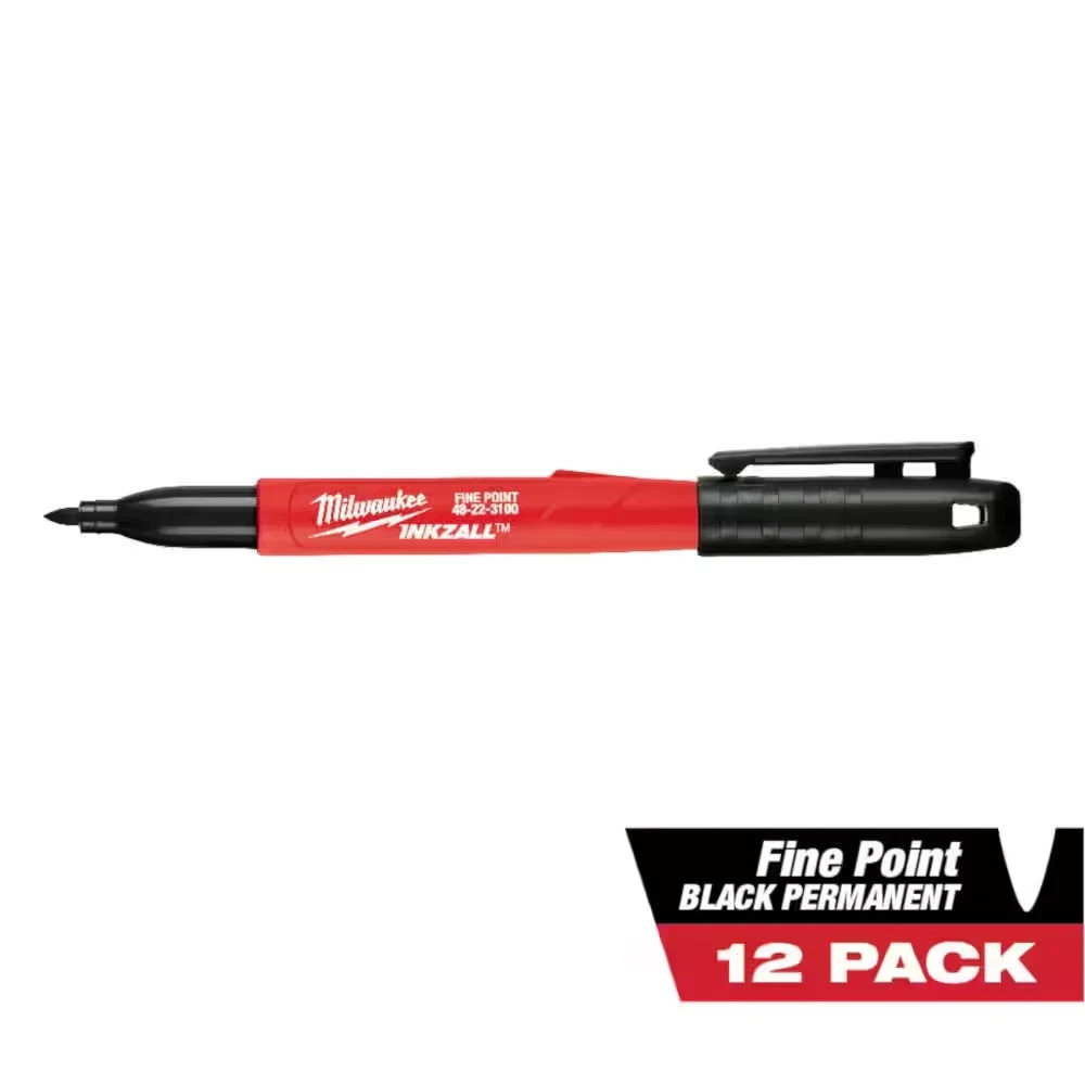 INKZALL Black Fine Point Jobsite Permanent Marker (12-Pack)