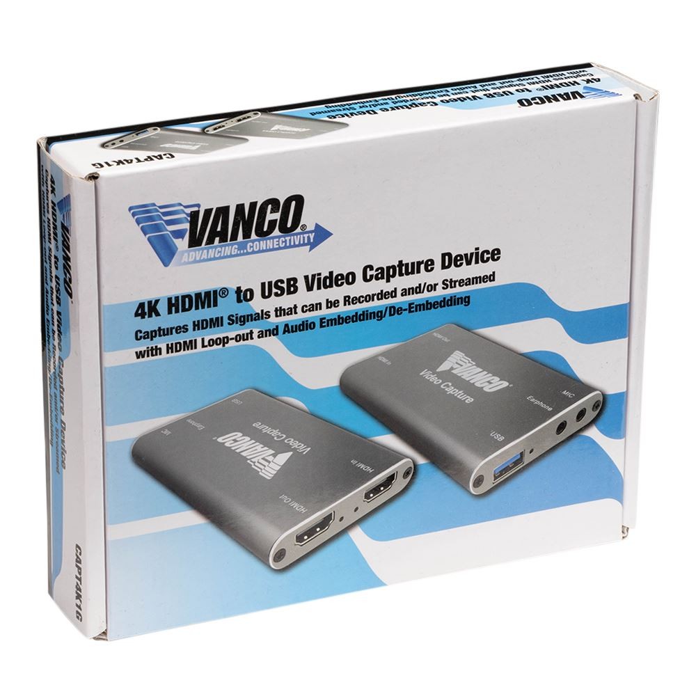 Vanco 4K HDMI to USB Video Capture Device w/Audio De & Embedding