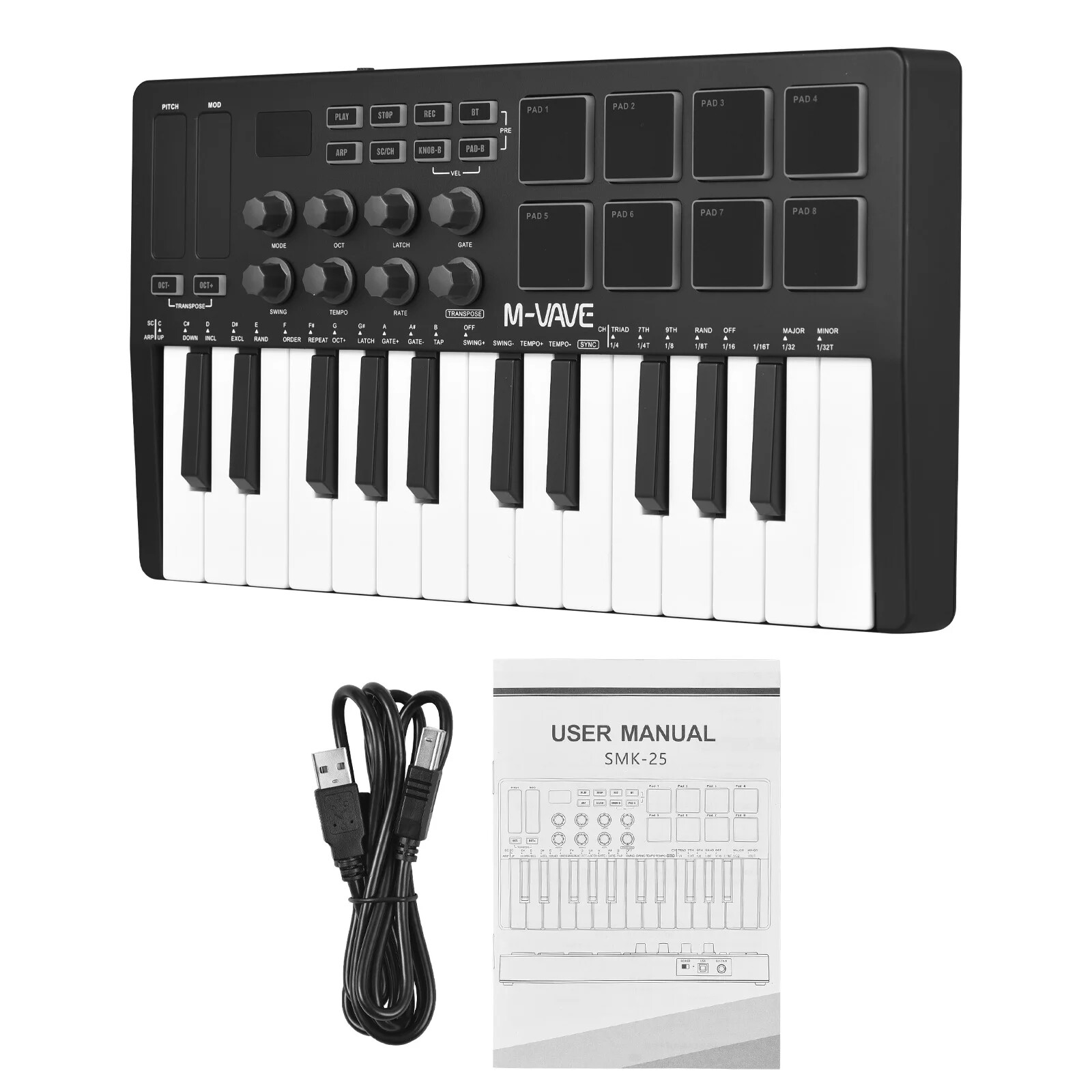 25-Key MIDI Controller Keyboard Mini Portable USB Music Arranger Keyboard