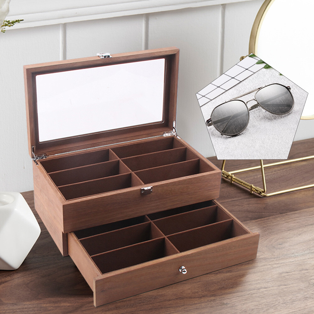 Eyeglass Case Sunglasses Box Organizer Glasses 12-Bits Display Storage Case Gift