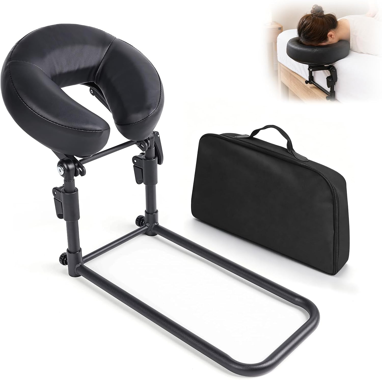 Adjustable Foldable Massage Headrest for Bed with Storage Bag - Home SPA Essenti