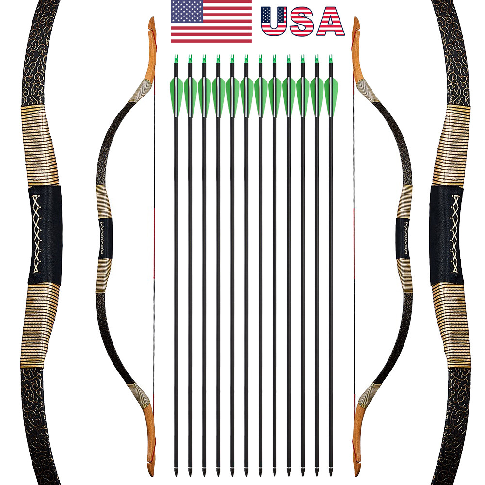 Archery Handmade Traditional Bow Hunting Target Horsebow Arrows Shooting RH LH