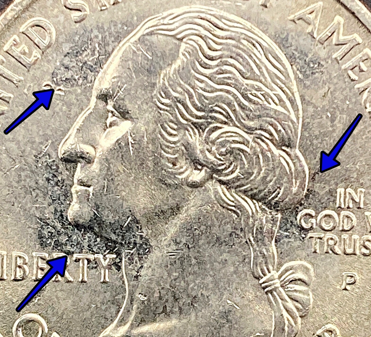 Struck Thru Grease Error - 2005-p West Virginia State Quarter - Obv & Rev