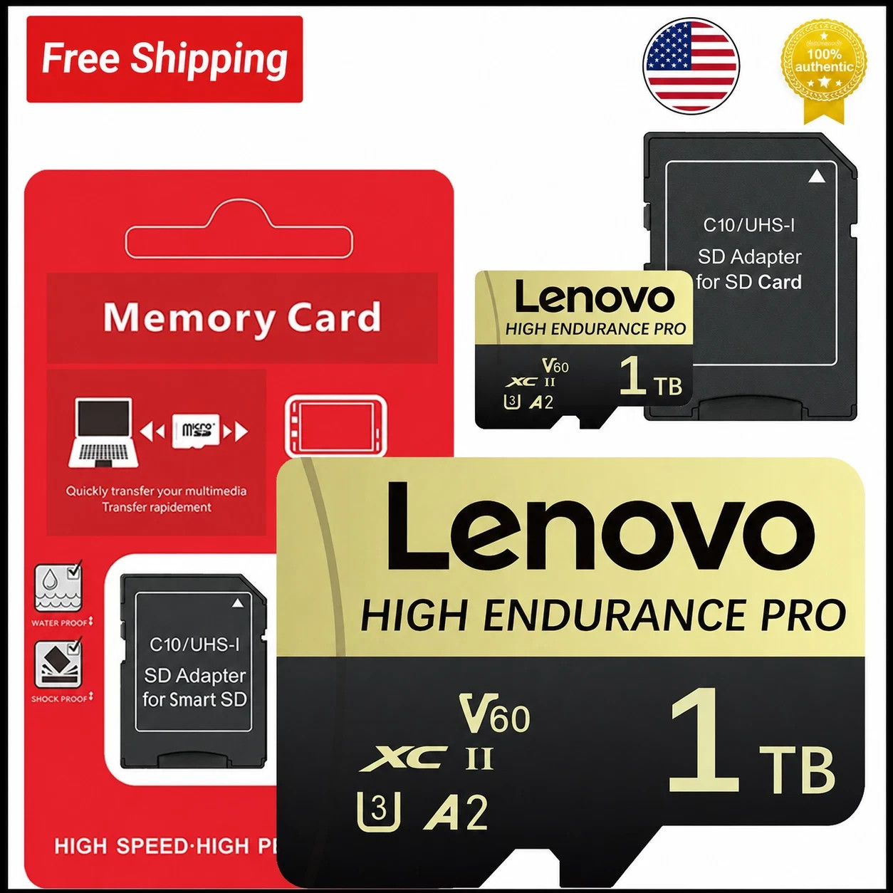 Lenovo High Speed Micro SD Memory Card Class 10 TF Card 128GB 256GB 512GB 1TB