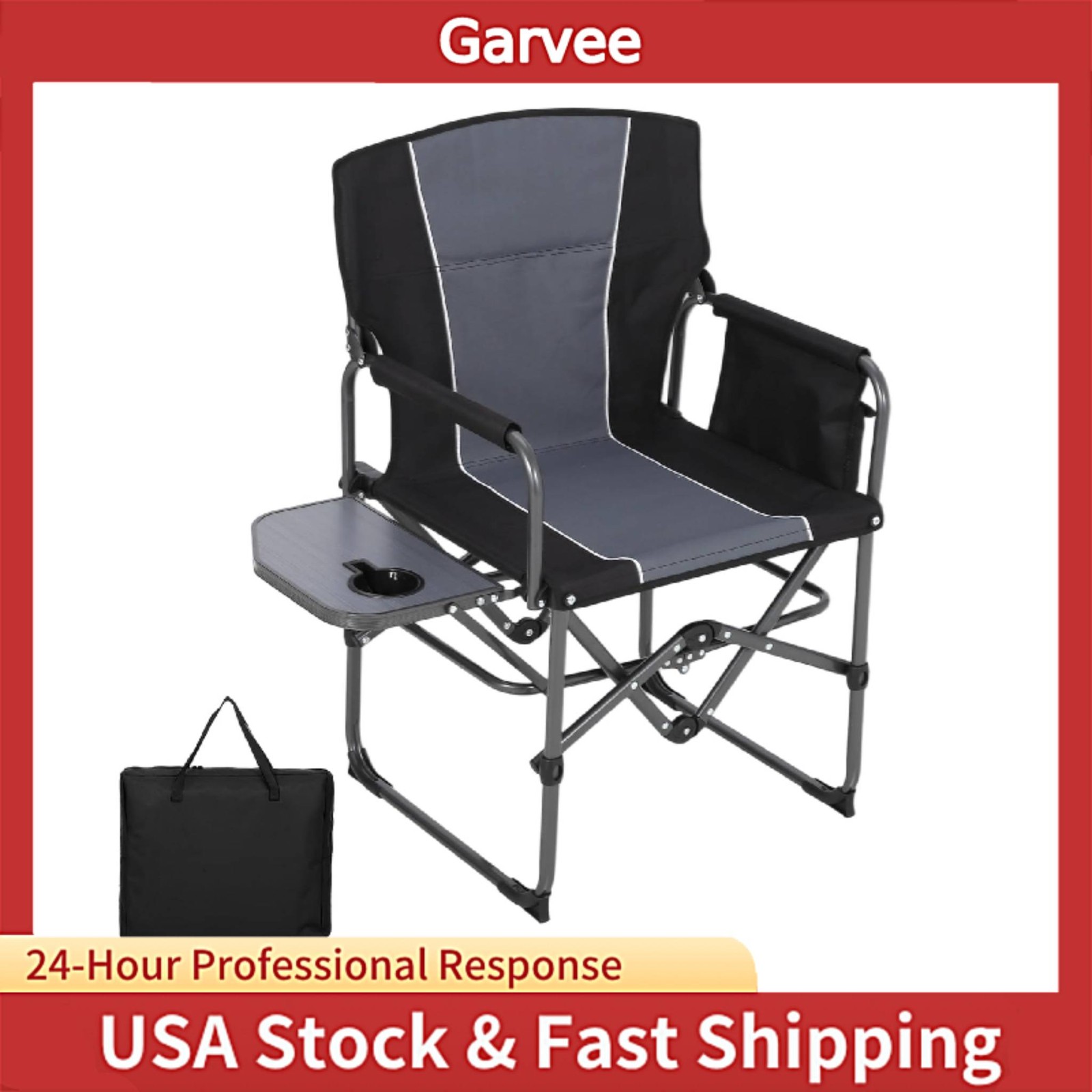 Side Table And Storage Function Integrated Into Portable Folding Camping Chair,
