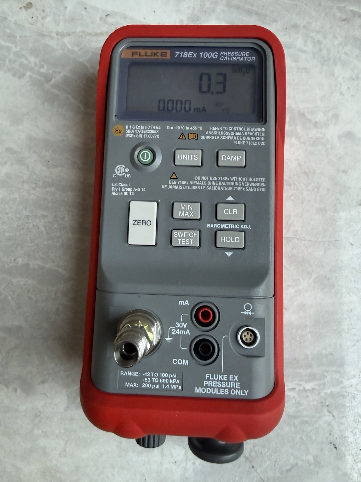 Fluke 718Ex 100G Pressure Calibrator