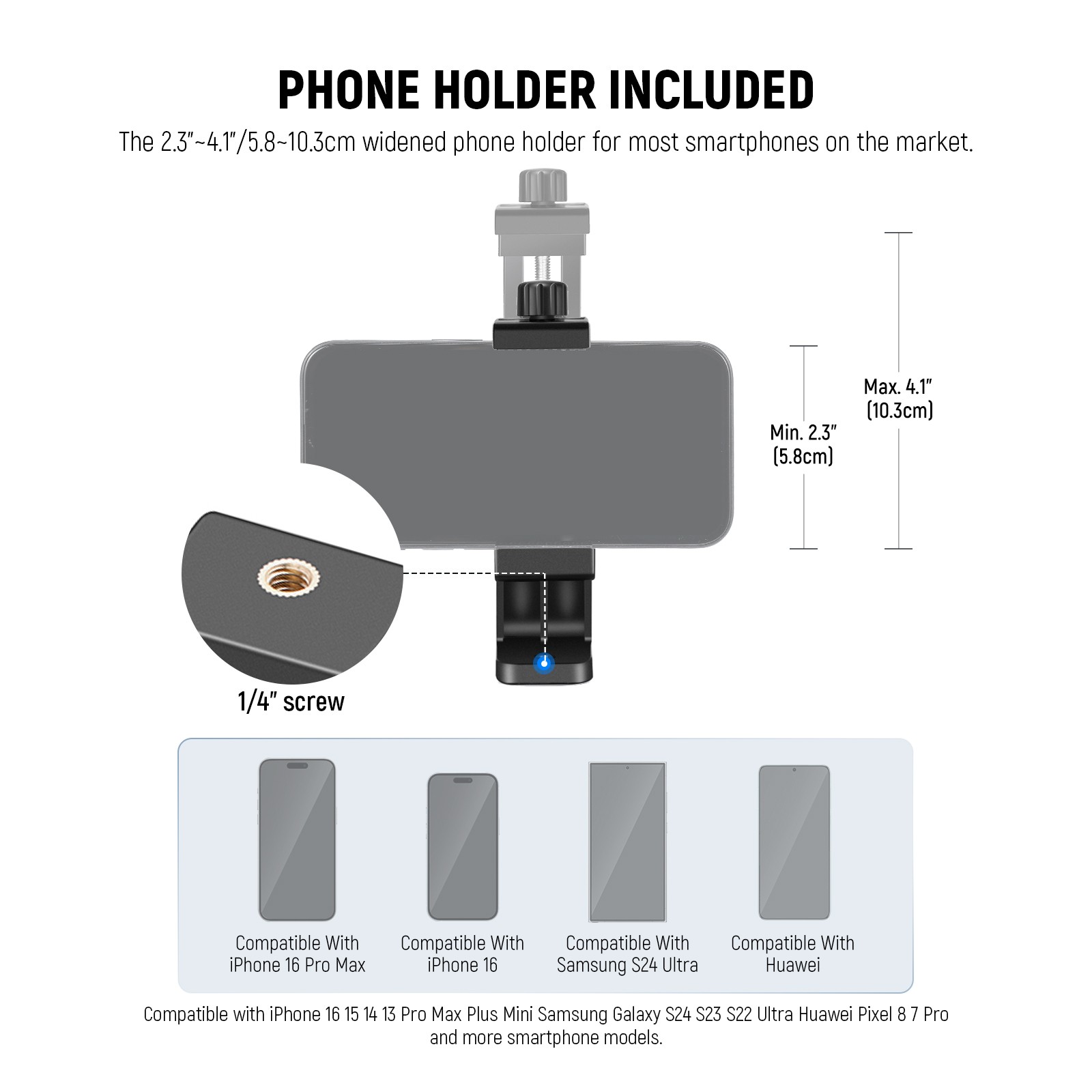 NEEWER TS03D Phone Tripod w/Remote, 66" for iPhone/Camera, Video Recording