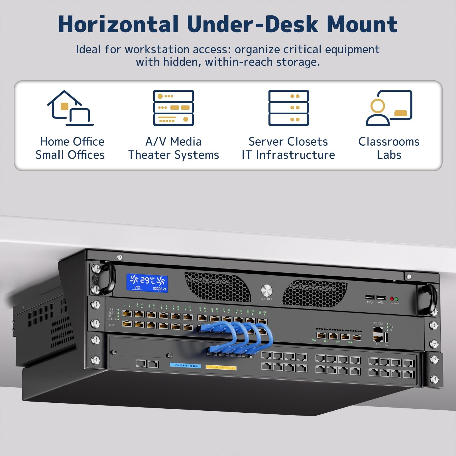 3U Vertical Wall Mount Rack 19 Inch Steel Bracket Server Network Switch 121LBS