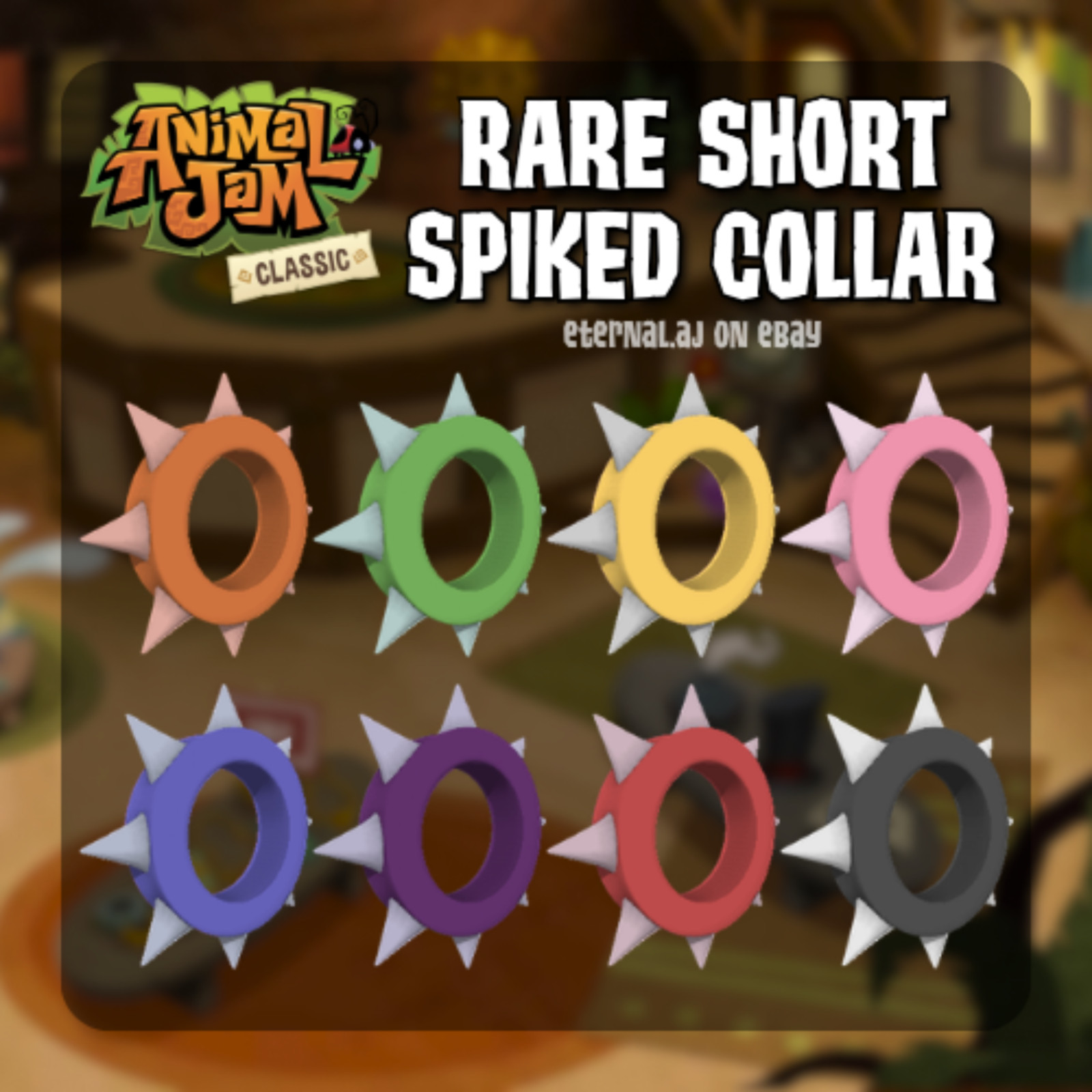 Animal Jam Classic (AJC) | Rare Short Spiked Collar (READ DESCRIPTION)