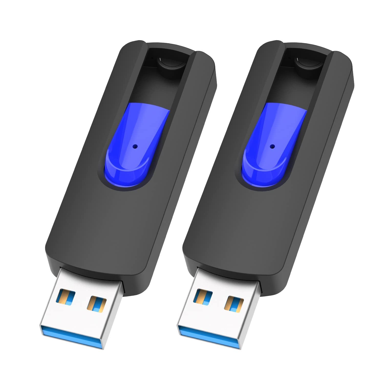 JUANWE 128GB 2 Pack USB Flash Drives, Thumb Drive Retractable Slide USB 3.0 F...
