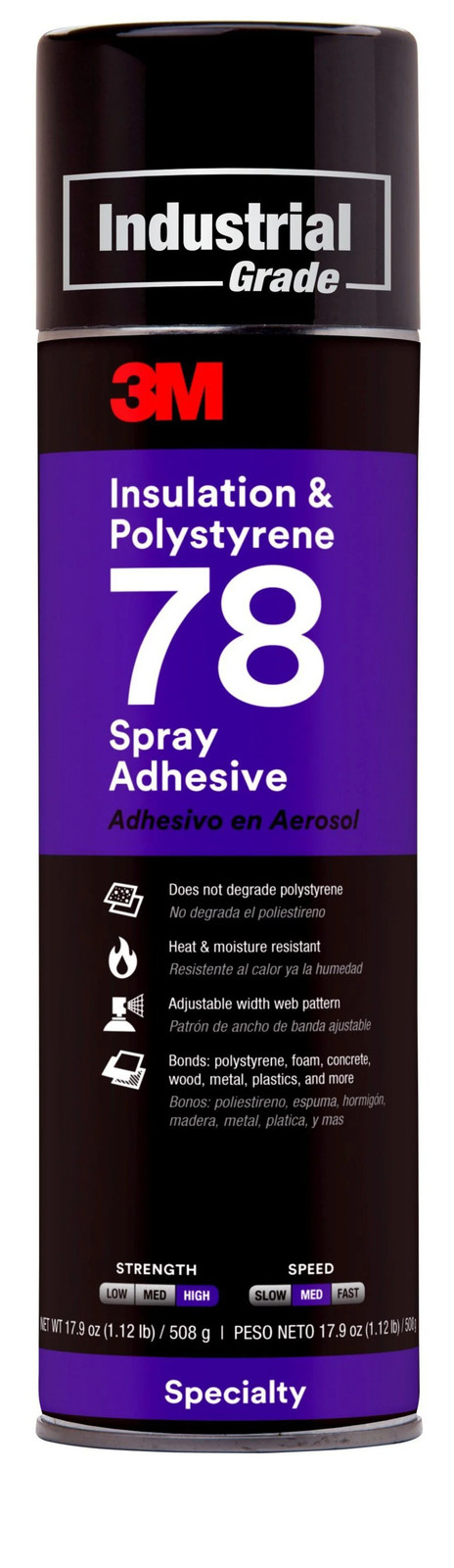 3M 3M Polystyrene Insulation 78 Spray Adhesive Clear, Net Wt 17.9 Oz