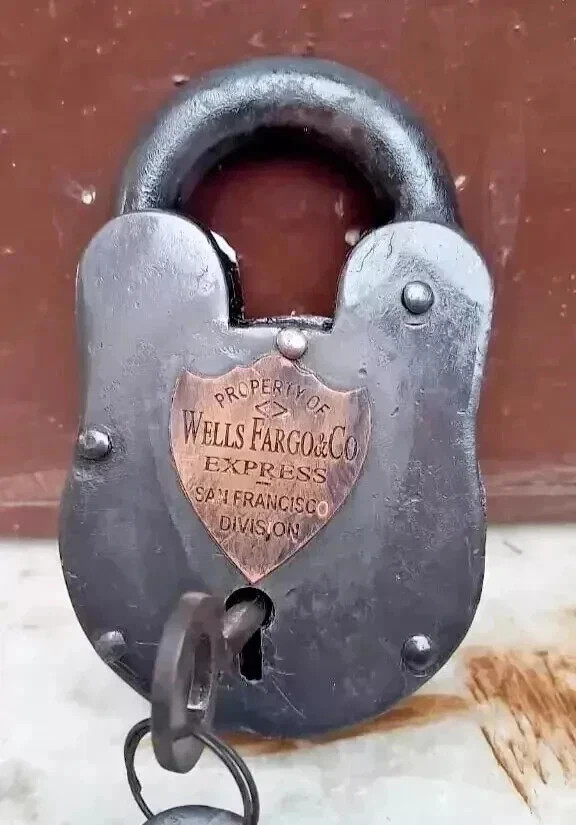Wells Fargo Padlock 2 Key Set Lock Blacksmith Gunsmith Collector Antique