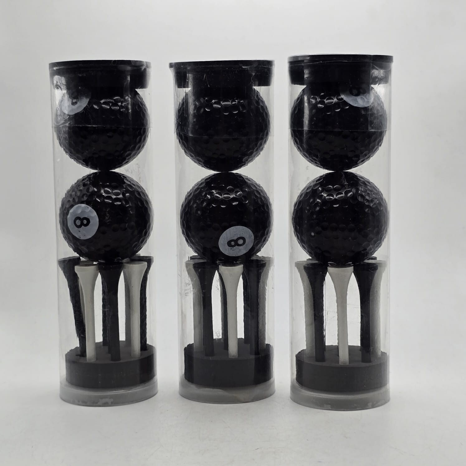 Set of 3 8-balls/tees NIB Black Golfer’s Two Pack
