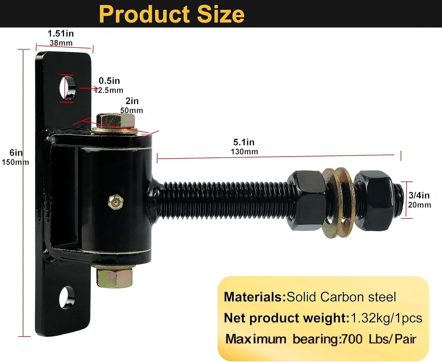 Heavy Duty T Bolt Gate Hinges, 700 LBS Capacity,Thickened Solid Steel | 2Pcs,Bui