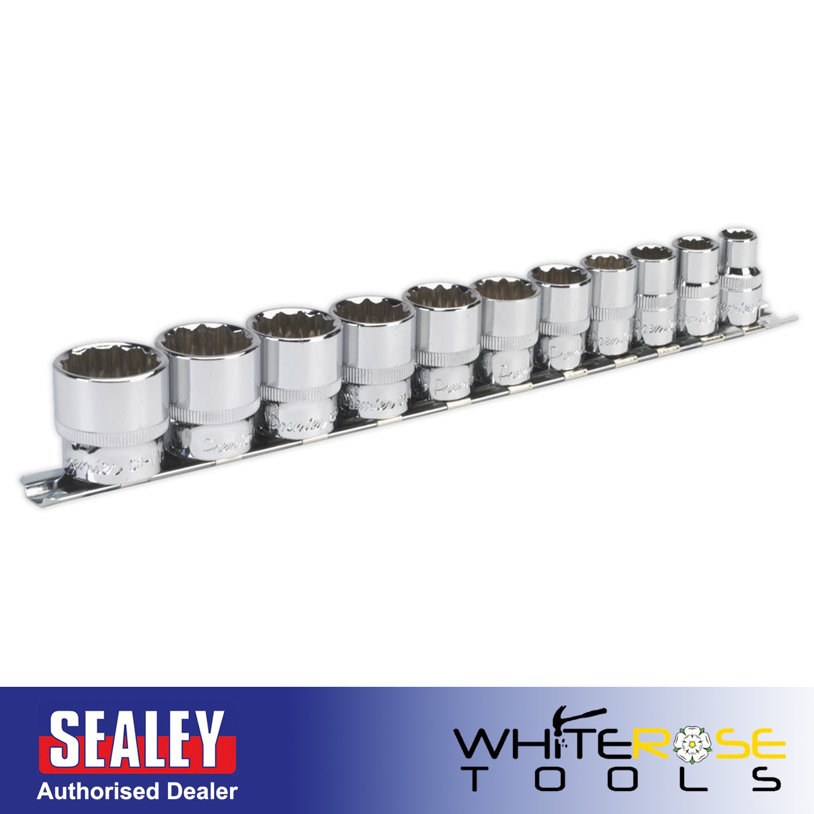 Sealey Socket Set 11pc 3/8"Sq Drive 12pt WallDrive® Imperial Premier