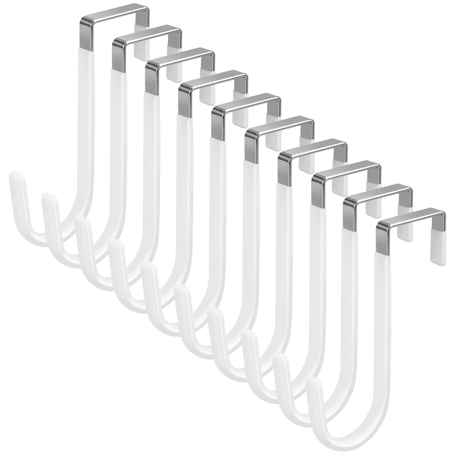 10 Pack Over The Door Hook, Door Hooks, White Rubber Surface Prevent Scratch ...