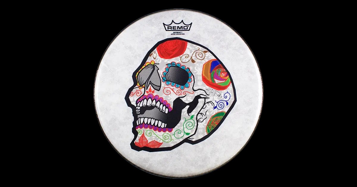 Remo 14" ArtBeat Collection SkynDEEP Suede, Candy Skull