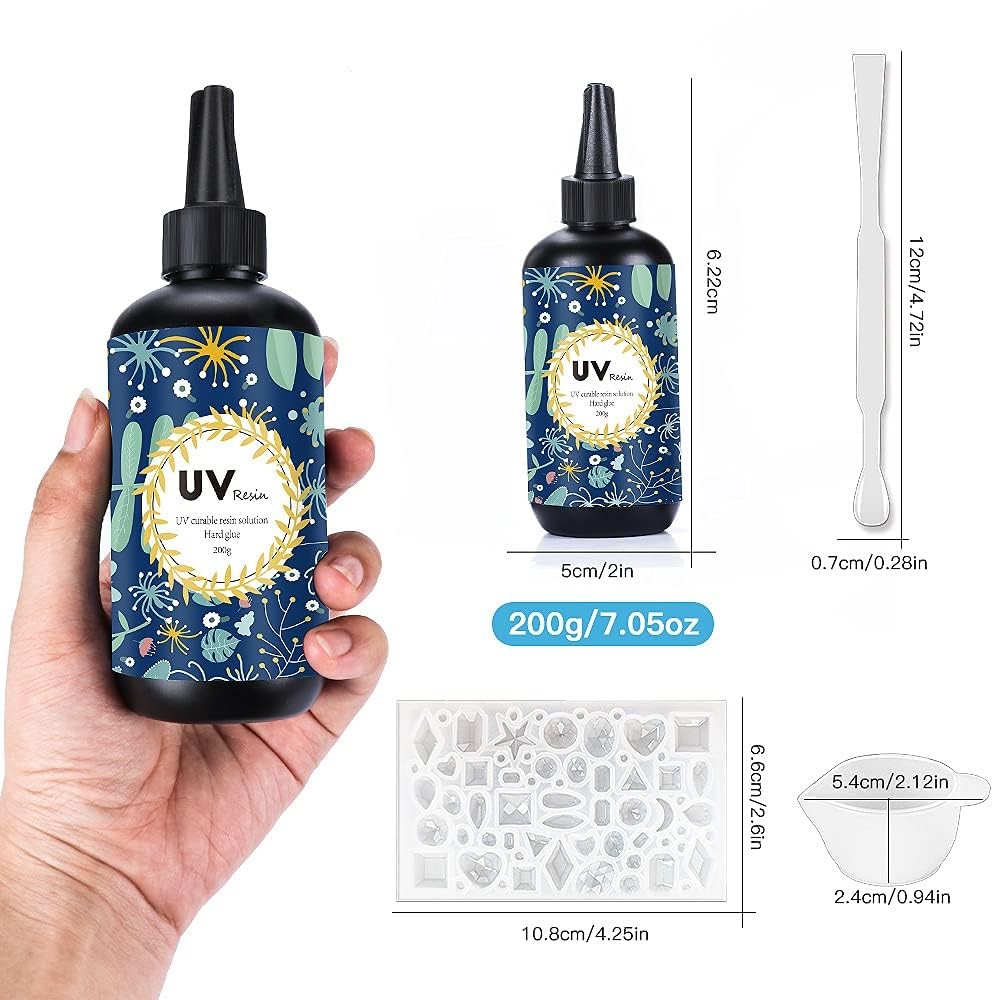 Crystal Clear Hard UV Resin Upgraded Formula Ultraviolet Fast Curing for 200g