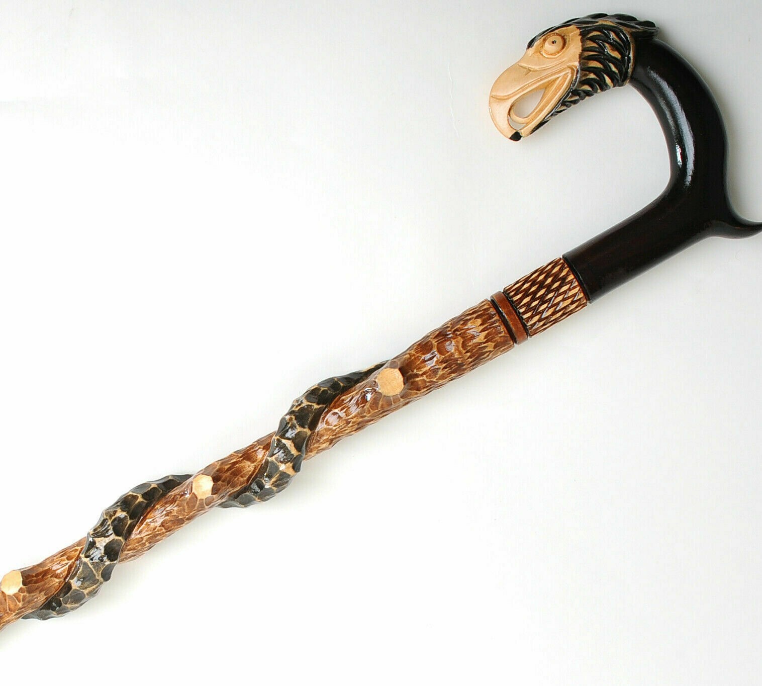 Eagle and Snake PERFECT HANDMADE CARVED WOODEN WALKING STICK CANE - Exclusive!
