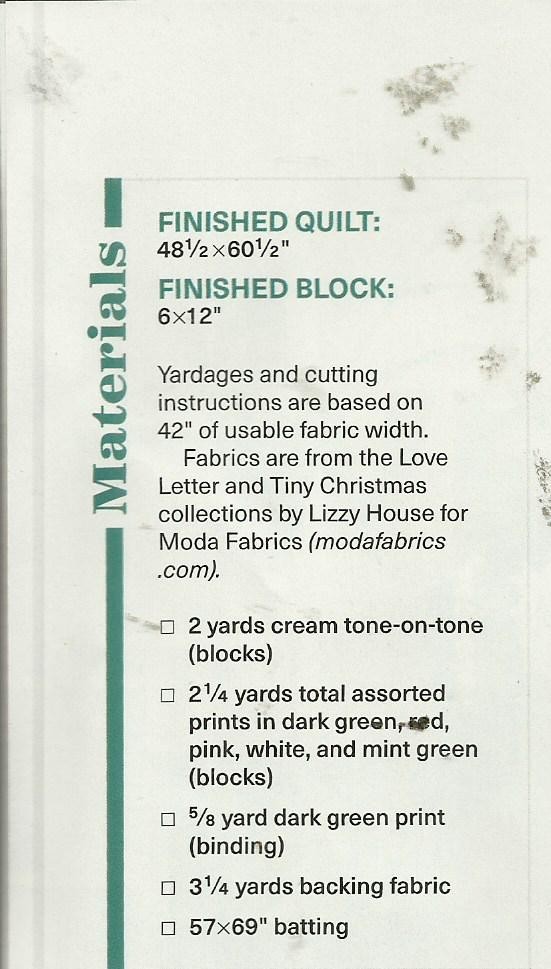 D0018 HOLIDAY LANE QUILT PATTERN/INSTRUCTIONS