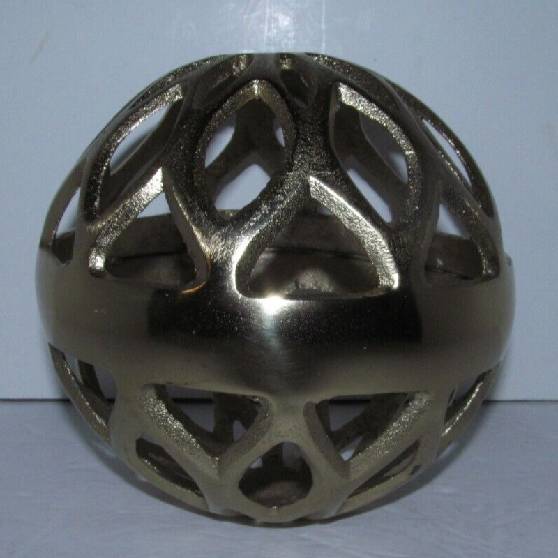 Gold Finish 6 1/4" Metal Geometric Sphere Globe Art Decor
