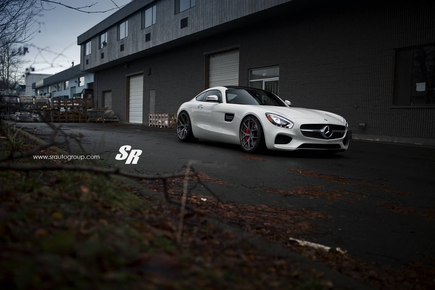 Cars mercedes amg gts white Desk Mat Stitched