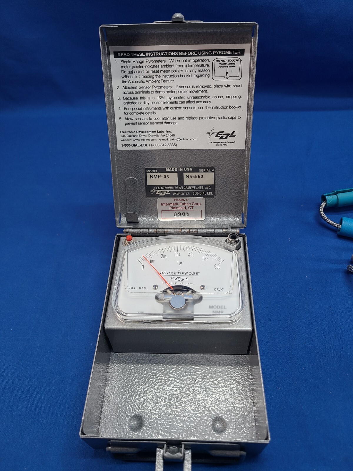 EDL Pocket Probe Analog Pyrometer Radiation Thermometer